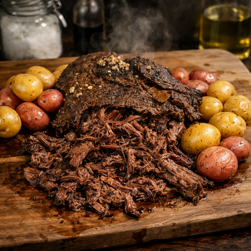Beef Manhattan, Reimagined: Slow-Cooked Wagyu Chuck Roast